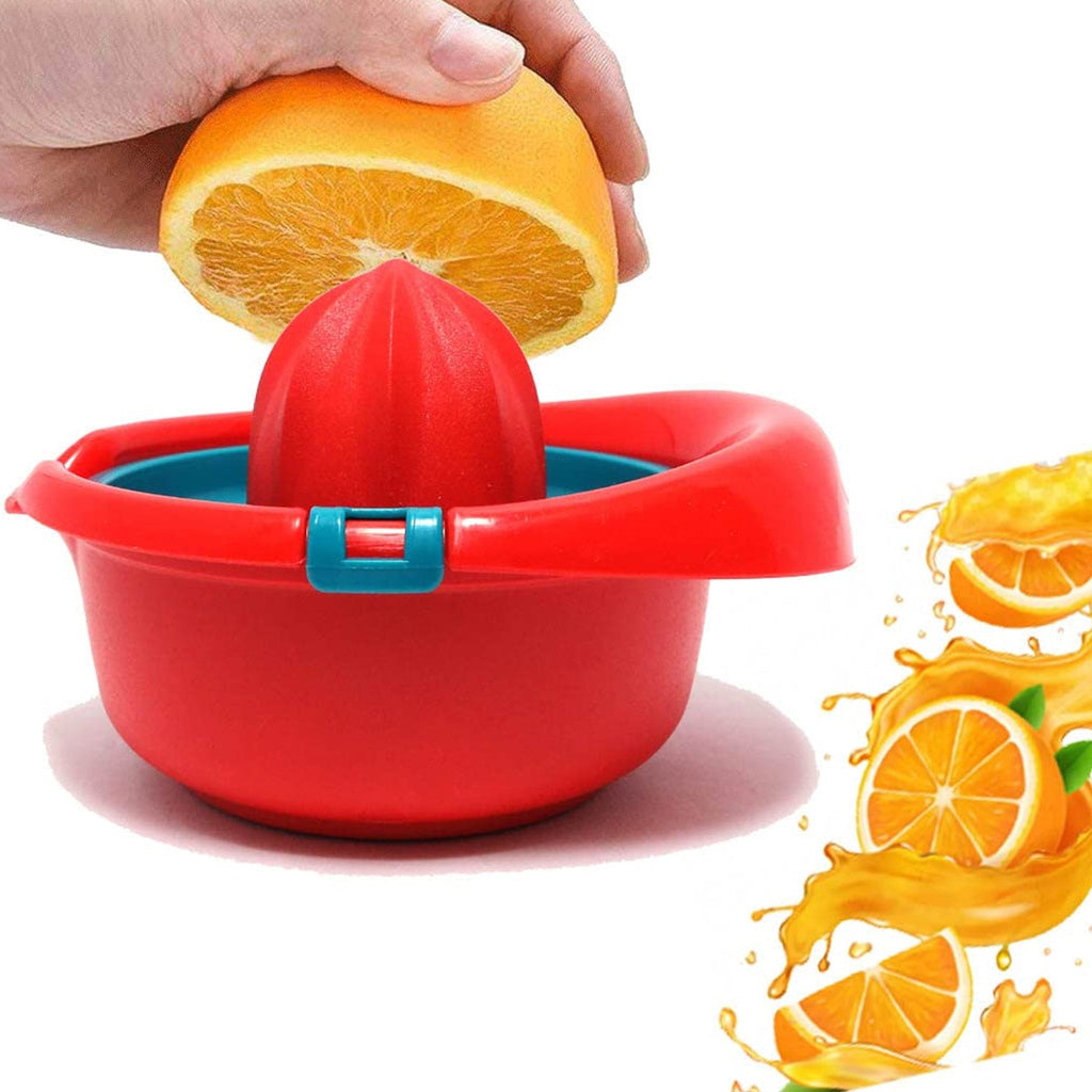 Close-up of the easy-to-clean Orange Hand Press Juicer components.