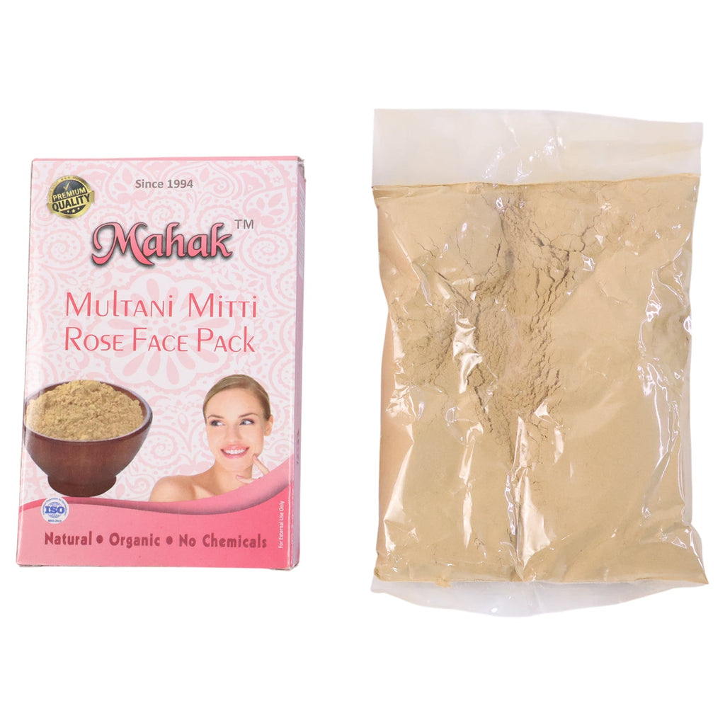 Contents of facial kit including natural Multani Mitti face pack