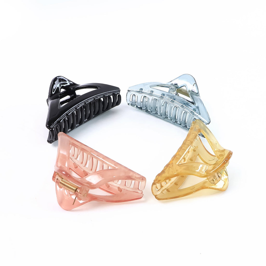 Plastic triangle claw clip in translucent colors for hair styling