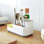 Durable plastic organizer with 5 compartments for small essentials.