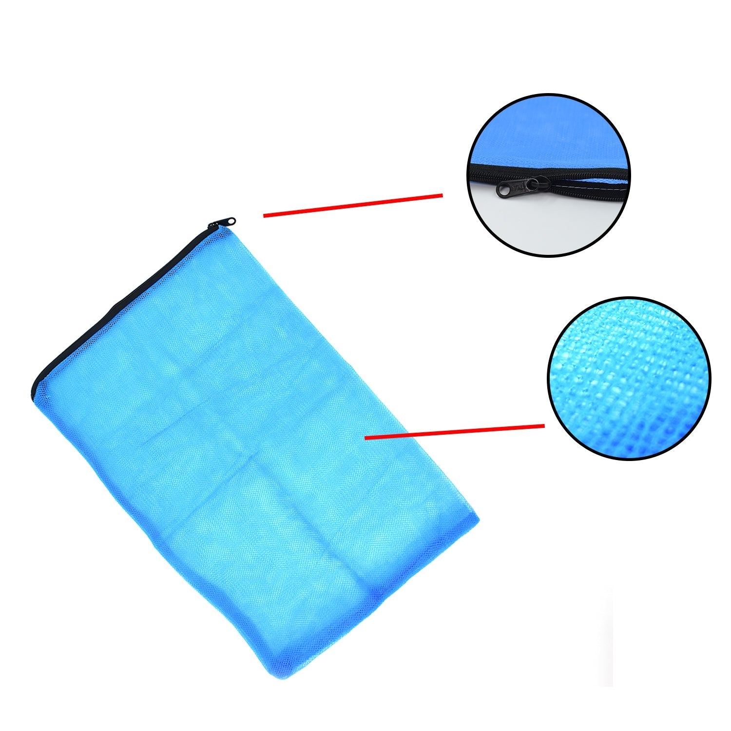 Empty mesh storage bag with a clear zipper, ready for your produce.