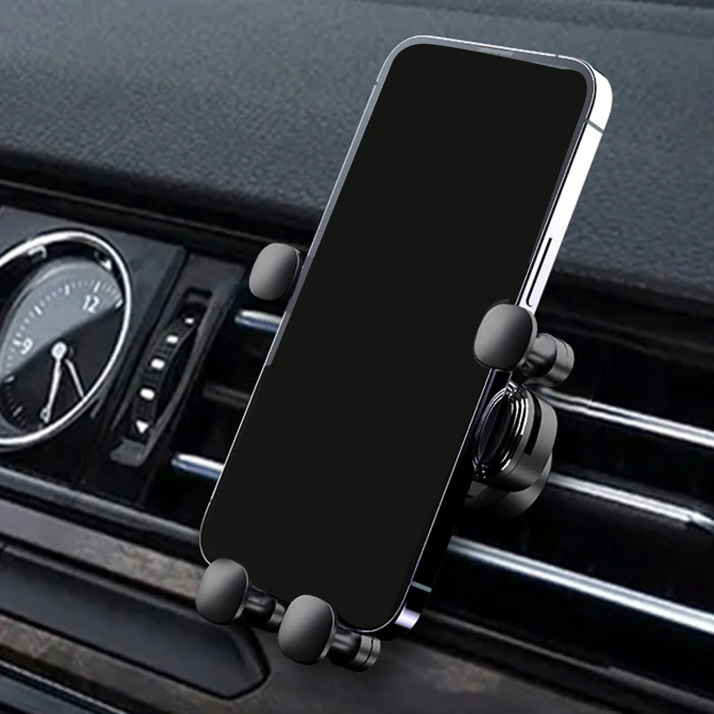Adjustable mobile phone stand clipped onto car air vent for hands-free use