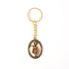Back view of metal Lord Krishna keychain with smooth finish