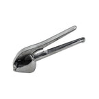 Easy-to-clean aluminum garlic press, suitable for dishwasher use.
