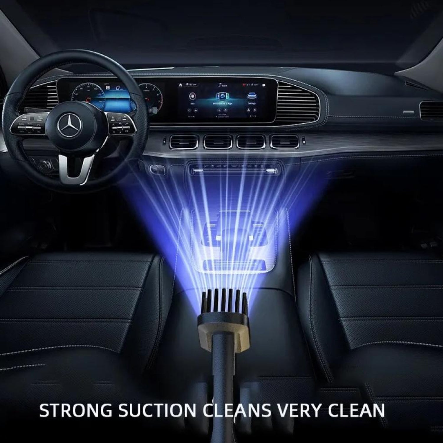 Alternative view of the Velvet Wheels wireless car vacuum cleaner.