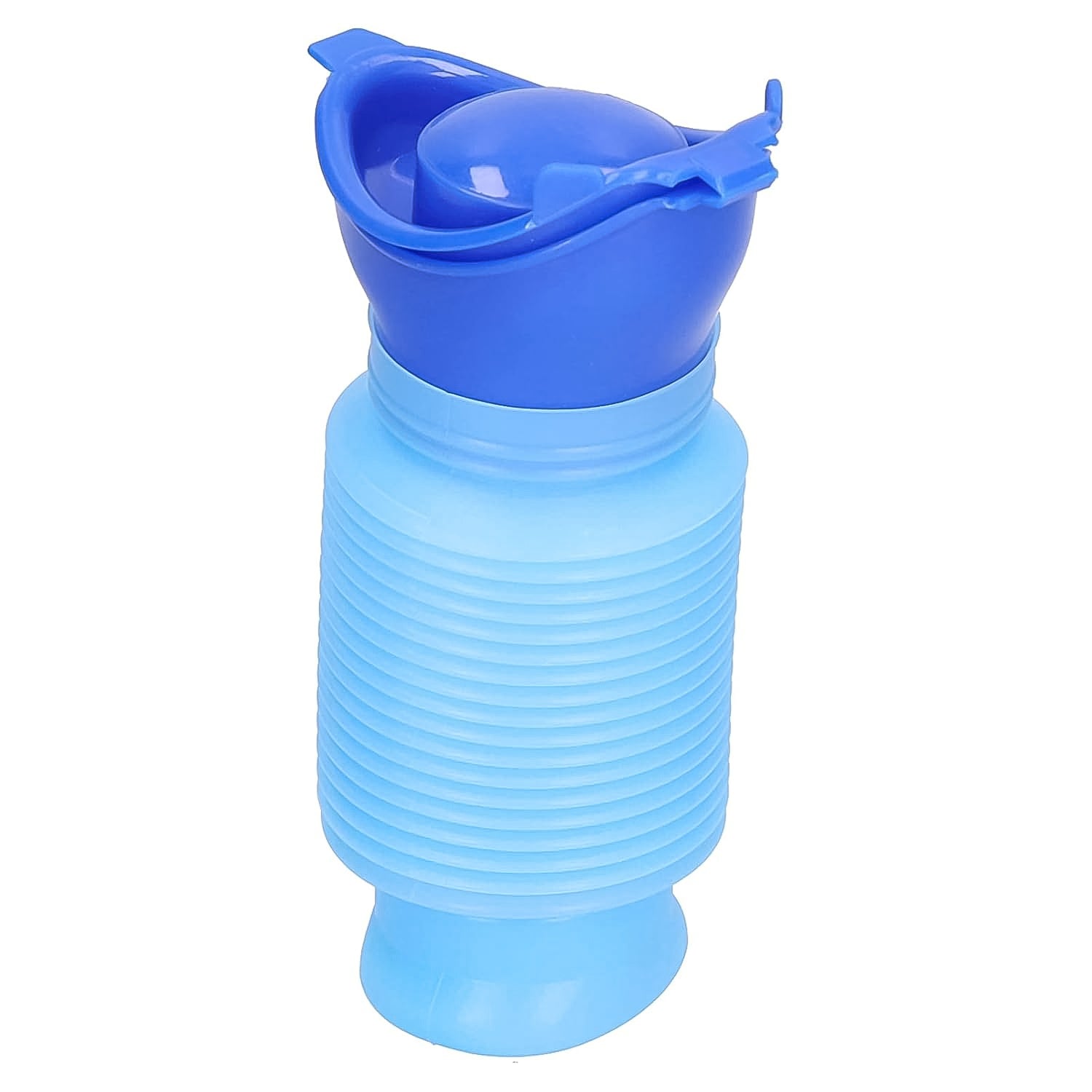 Portable 750ml foldable urinal bottle designed for camping and car journeys