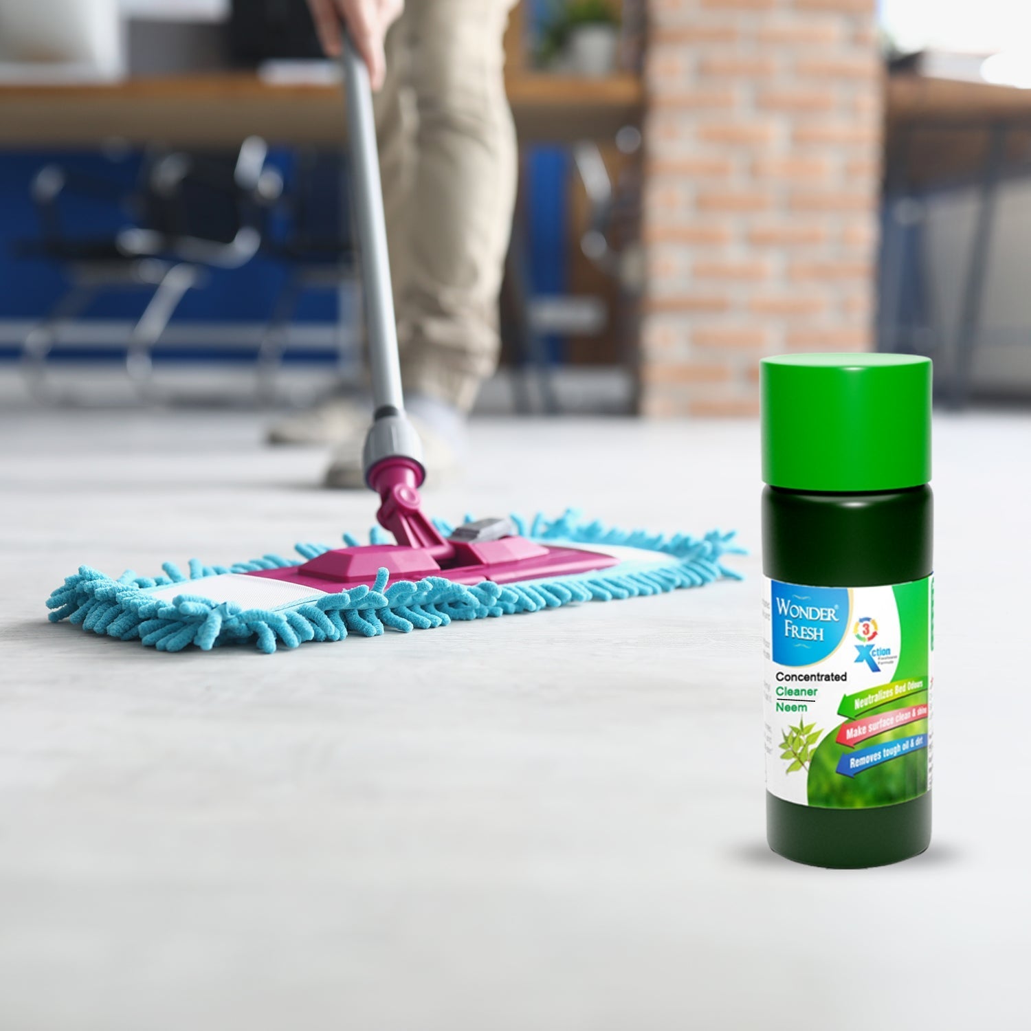 Disinfectant floor cleaner liquid with lemongrass and lavender fragrance.