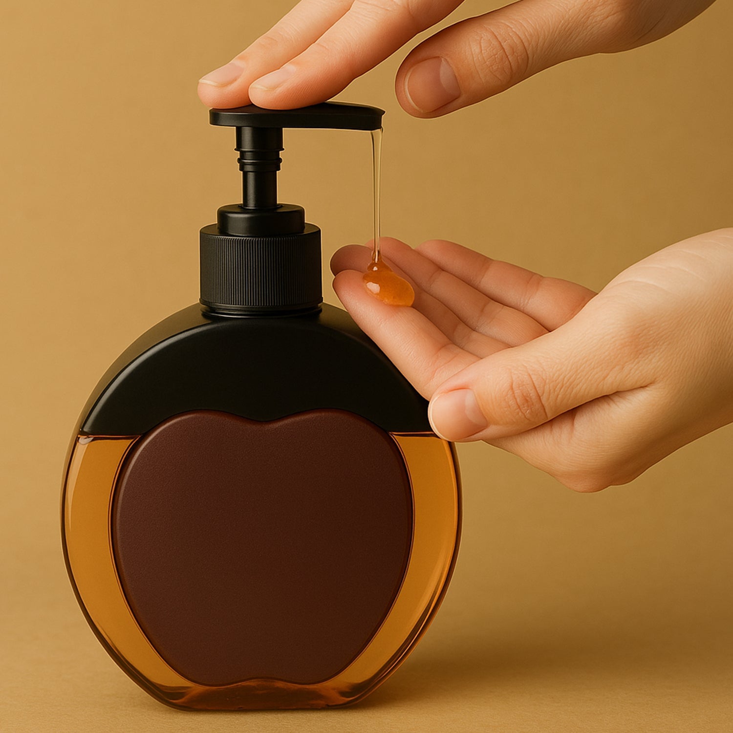 Green tinted apple-shaped refillable soap dispenser bottle for versatile use