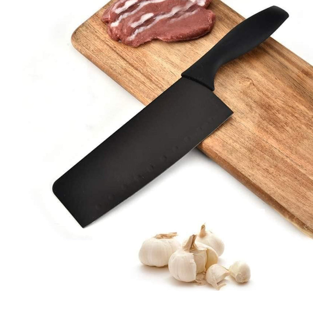 Detailed shot of the durable forged stainless steel kitchen knife set.