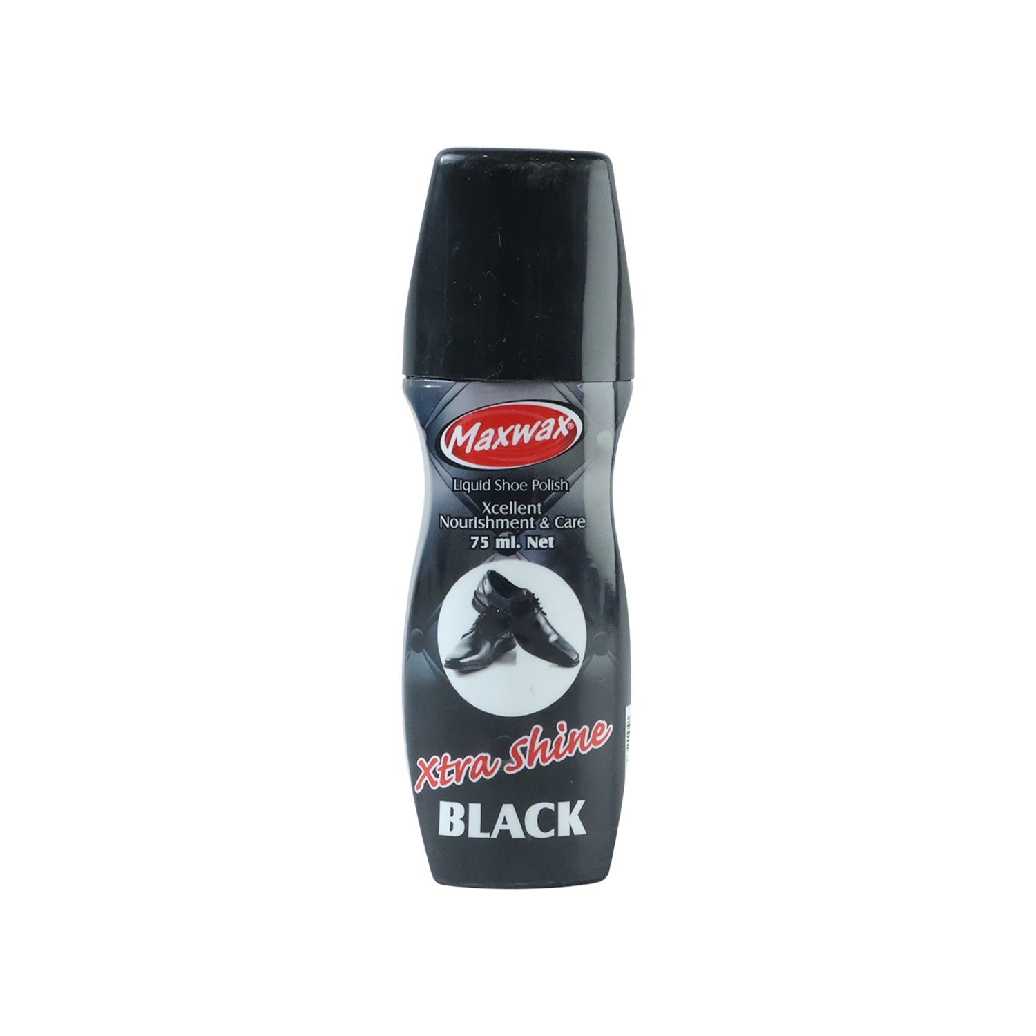 Close-up of liquid black shoe polish being applied to a shoe
