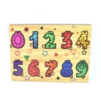 Wooden number puzzle featuring vibrant, non-toxic number blocks for learning.
