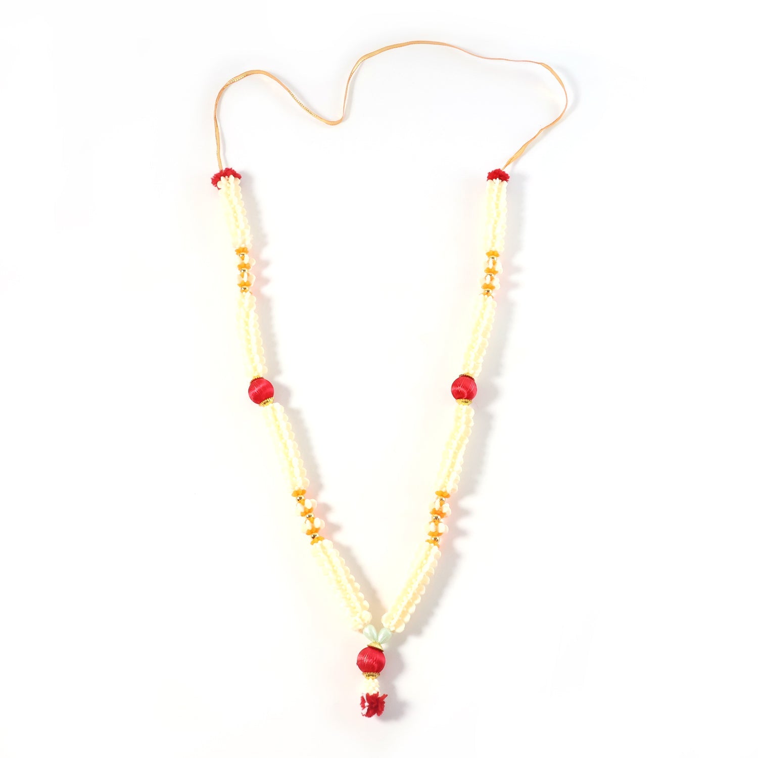 Festive floral decorative pooja garland for Hindu worship rituals