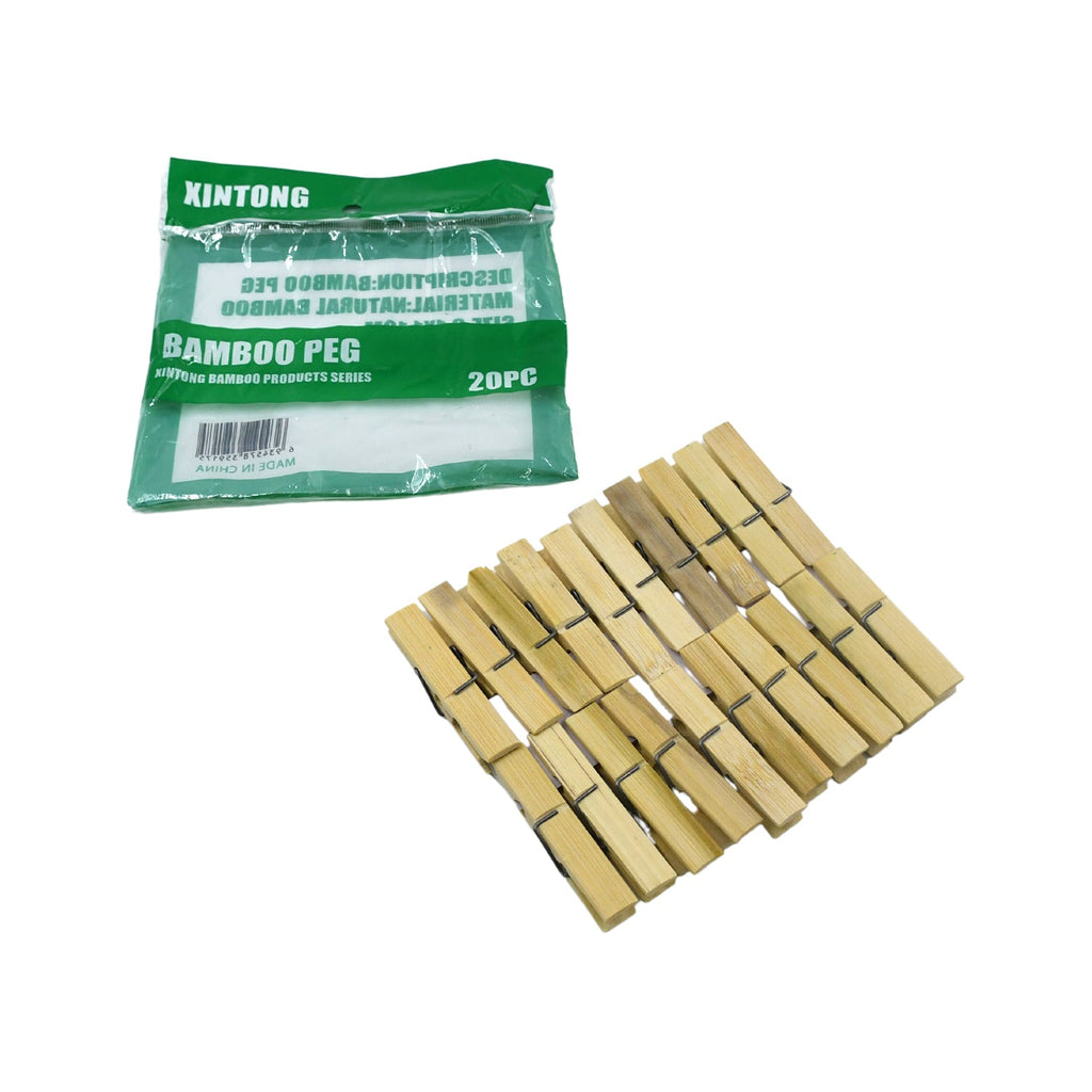 Twenty versatile wooden clothespins neatly stacked, ready for laundry or crafting.