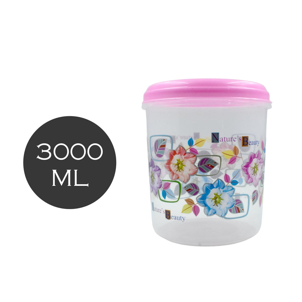A 3-piece plastic storage container set displayed to show its easy storage capabilities.