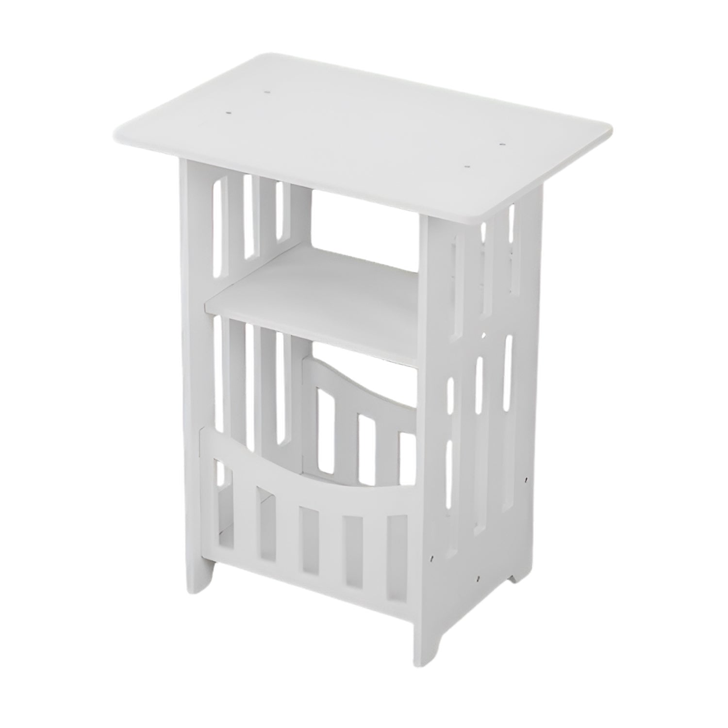 Wooden bedside end table with spacious top surface