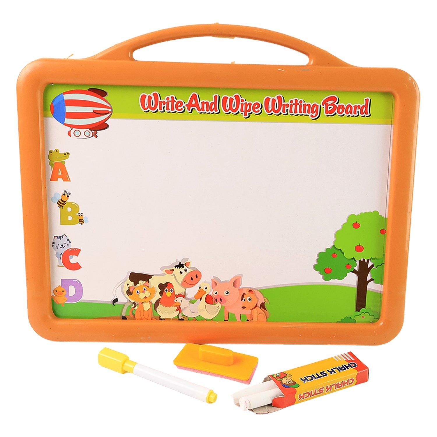 Children’s reversible whiteboard and chalkboard activity drawing board with accessories