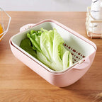 Front view of a rotatable strainer basket, perfect for quick rinsing.