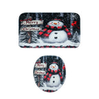 Full 3-piece Christmas bathroom mat set with snowman festive décor