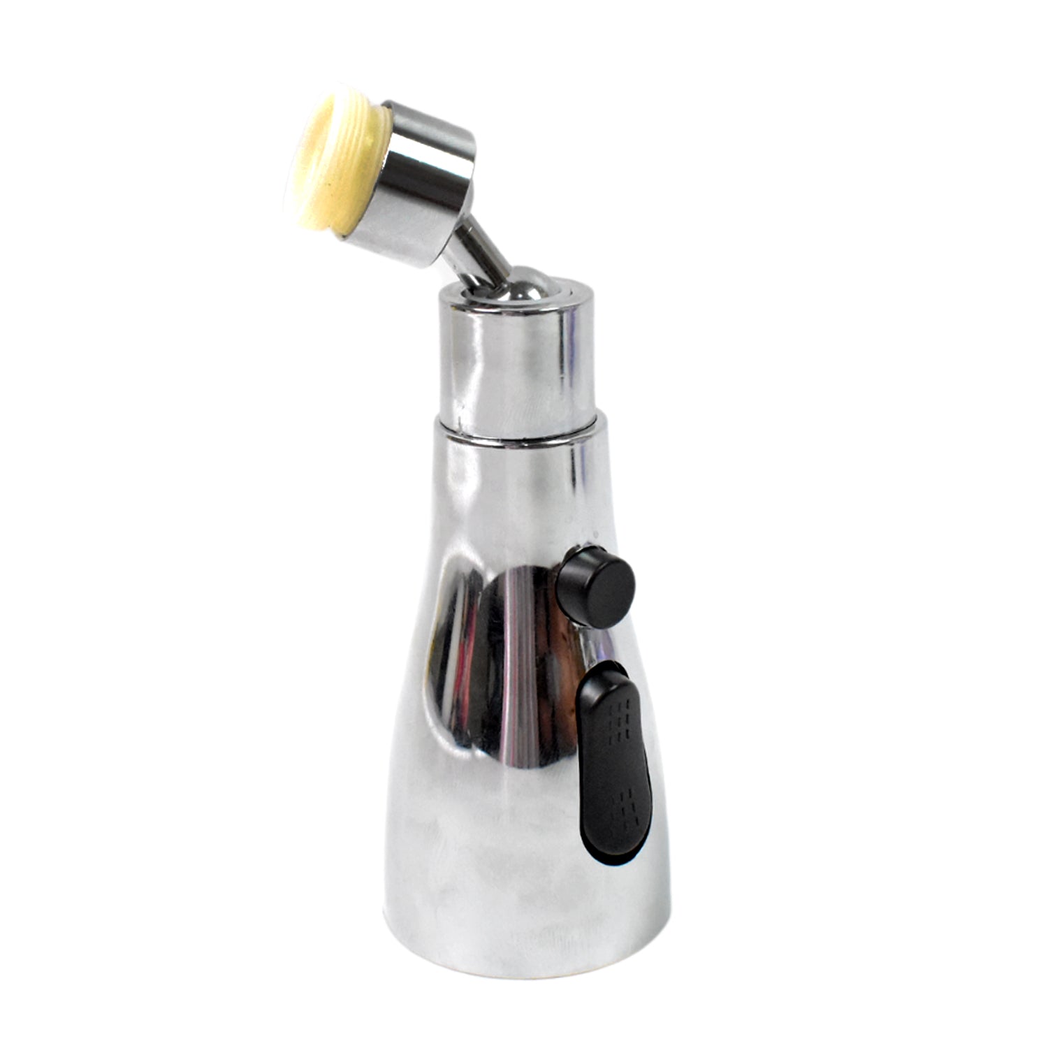 Water-saving kitchen faucet sprayer attachment installed in a sink.
