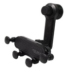 Universal car phone holder designed to fit various horizontal and vertical air vent types.