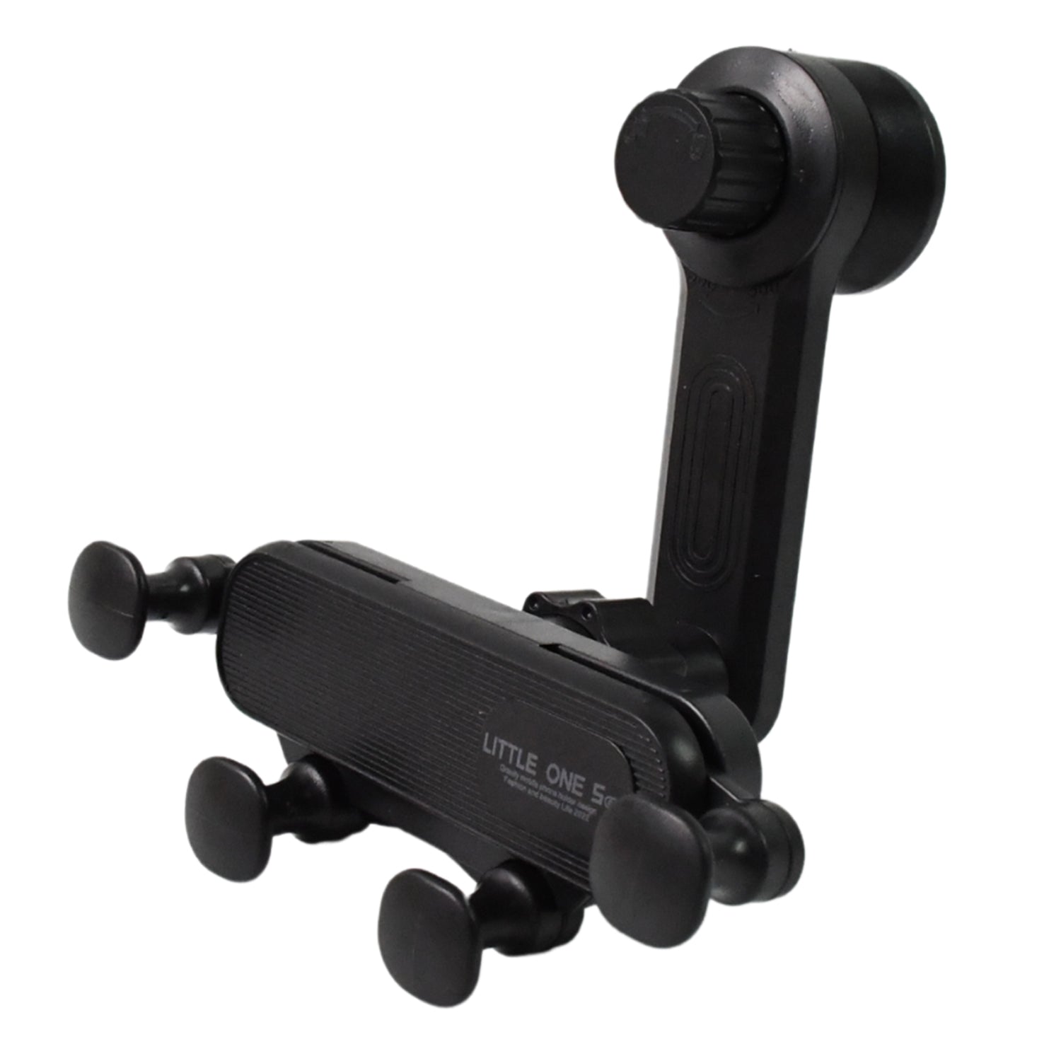 Universal car phone holder designed to fit various horizontal and vertical air vent types.