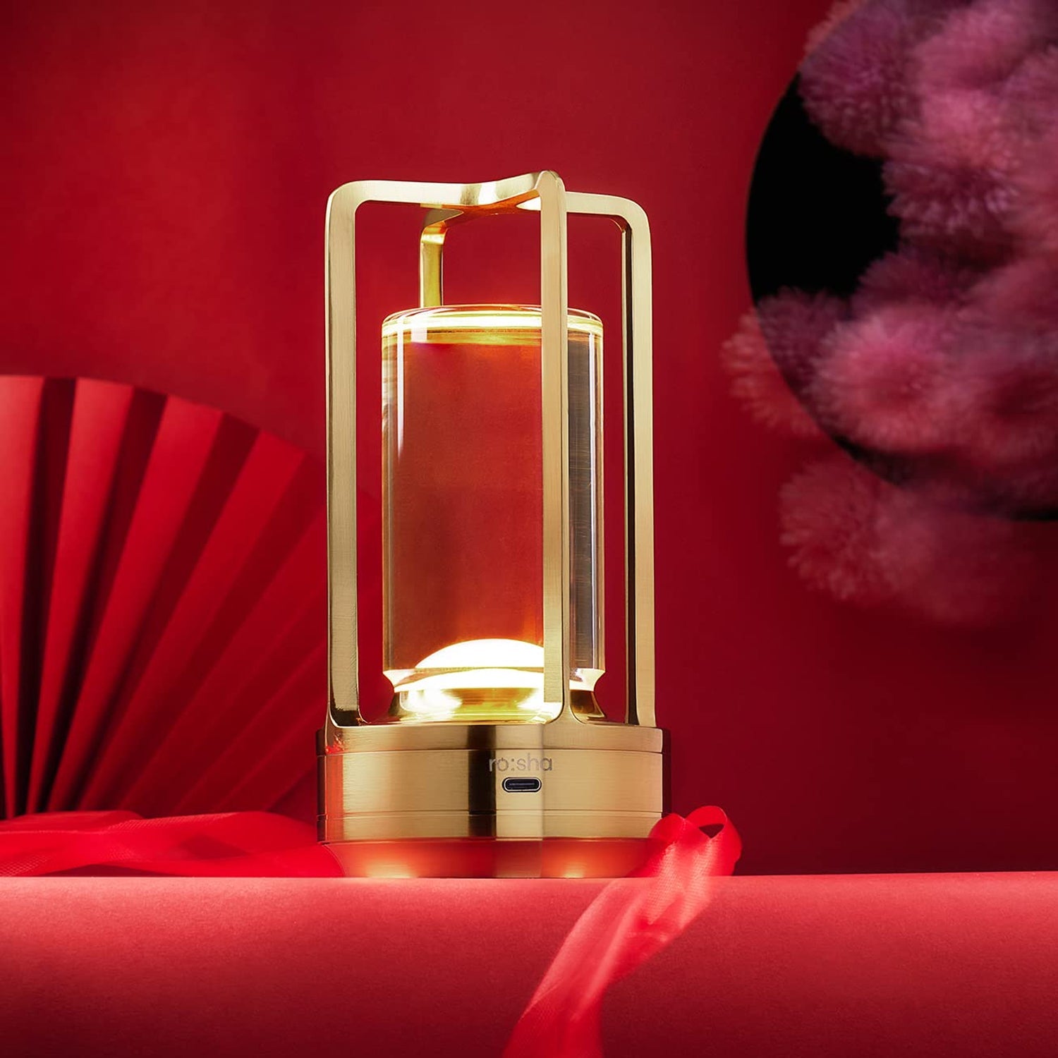 Crystal Table Lamp displaying its soothing warm yellow 3-color light mode.