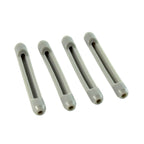 Four eyeglass temple tip sleeves displayed together showing silicone texture