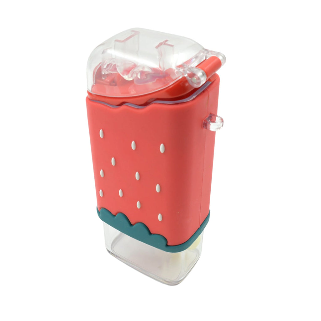 Detail of the secure, leakproof lid on the ice cream water bottle, preventing spills.