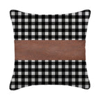 Elegant design of a faux leather and cotton pillow cover enhancing a bedroom.