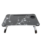 Multi-angle view of the foldable laptop table showcasing its sturdy design and features.