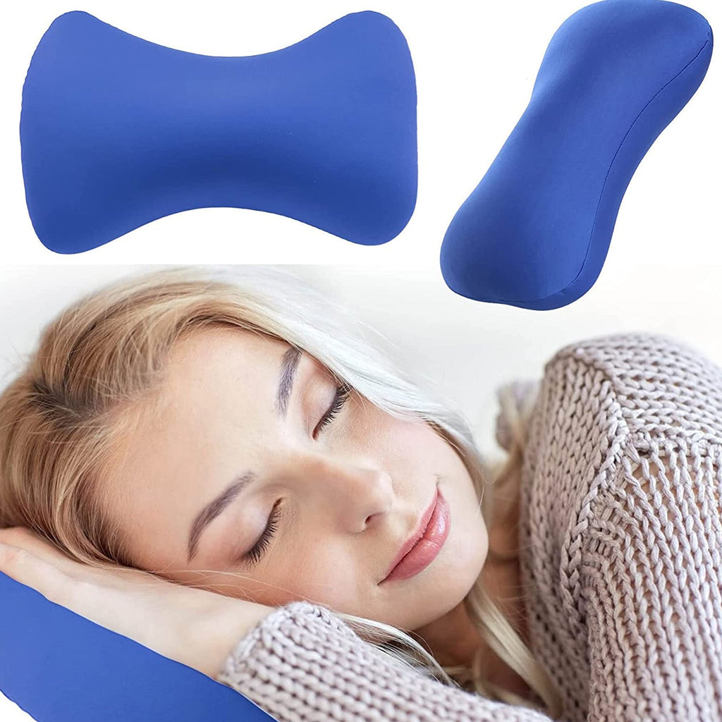 Close-up of the plush microbead filling in the neck pillow.