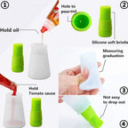 Close-up view of the food-grade silicone oil bottle and detachable basting brush.