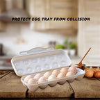 Top-down view of the 18-grid plastic egg holder, ready for filling.