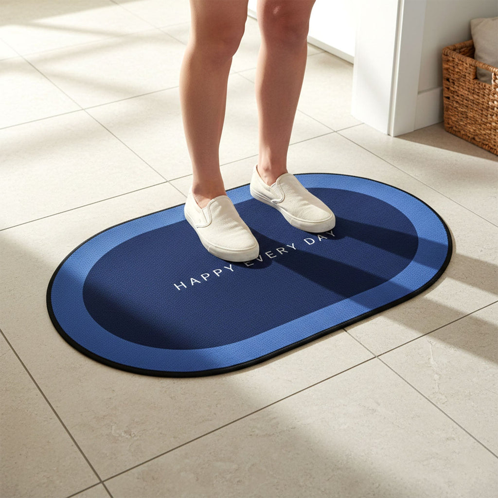 Top view showing rich velvet texture of oval bath mat