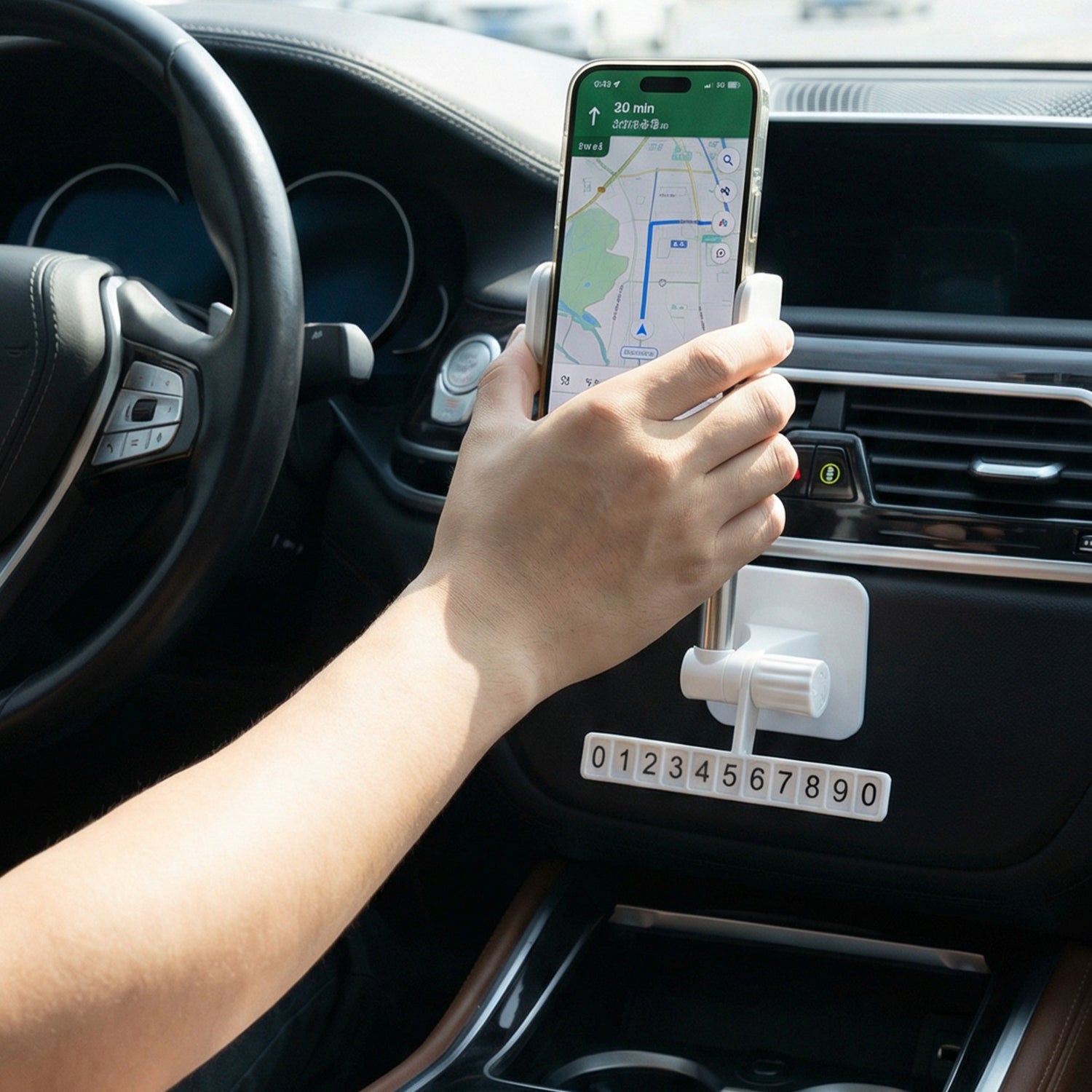 Vehicle dashboard mount holding smartphone firmly