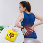 Compact yellow duck hot water bag, ideal for travel and on-the-go pain relief.