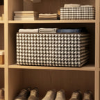Fabric organizer box with side handle for home use