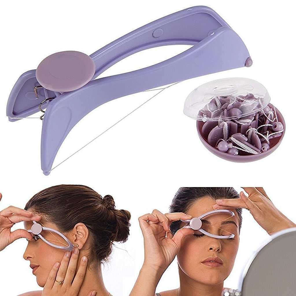 Slique hair removal machine with several spools of threading cotton.