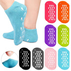 Product packaging for the soft socks, highlighting benefits for dry feet relief.