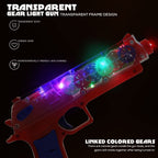 The Transparent Gear Toy Gun neatly packaged in its retail box, ready for gifting.