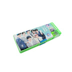 Cartoon stationery box with a secure closure, ready for school essentials.