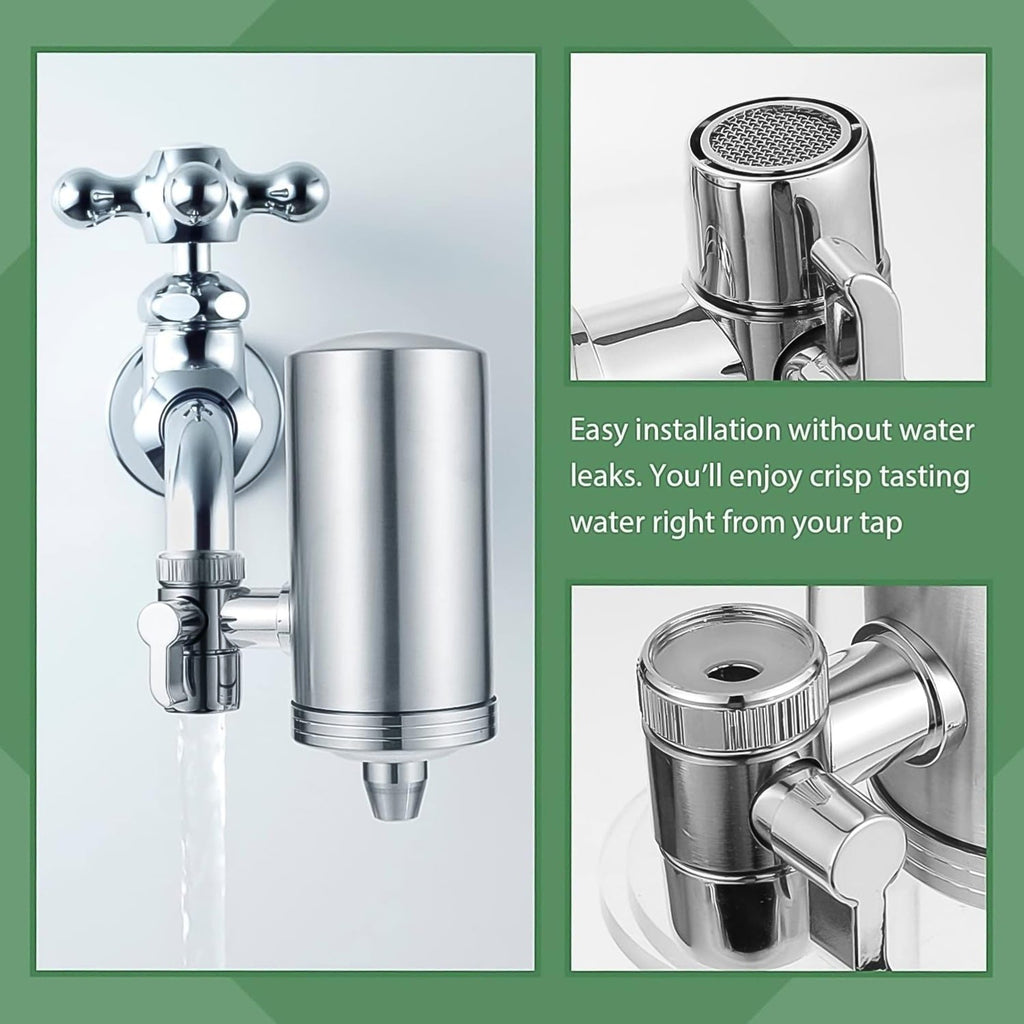 Close-up of the easy-to-use lever switch on the faucet water filter, allowing selection between filtered and tap water.