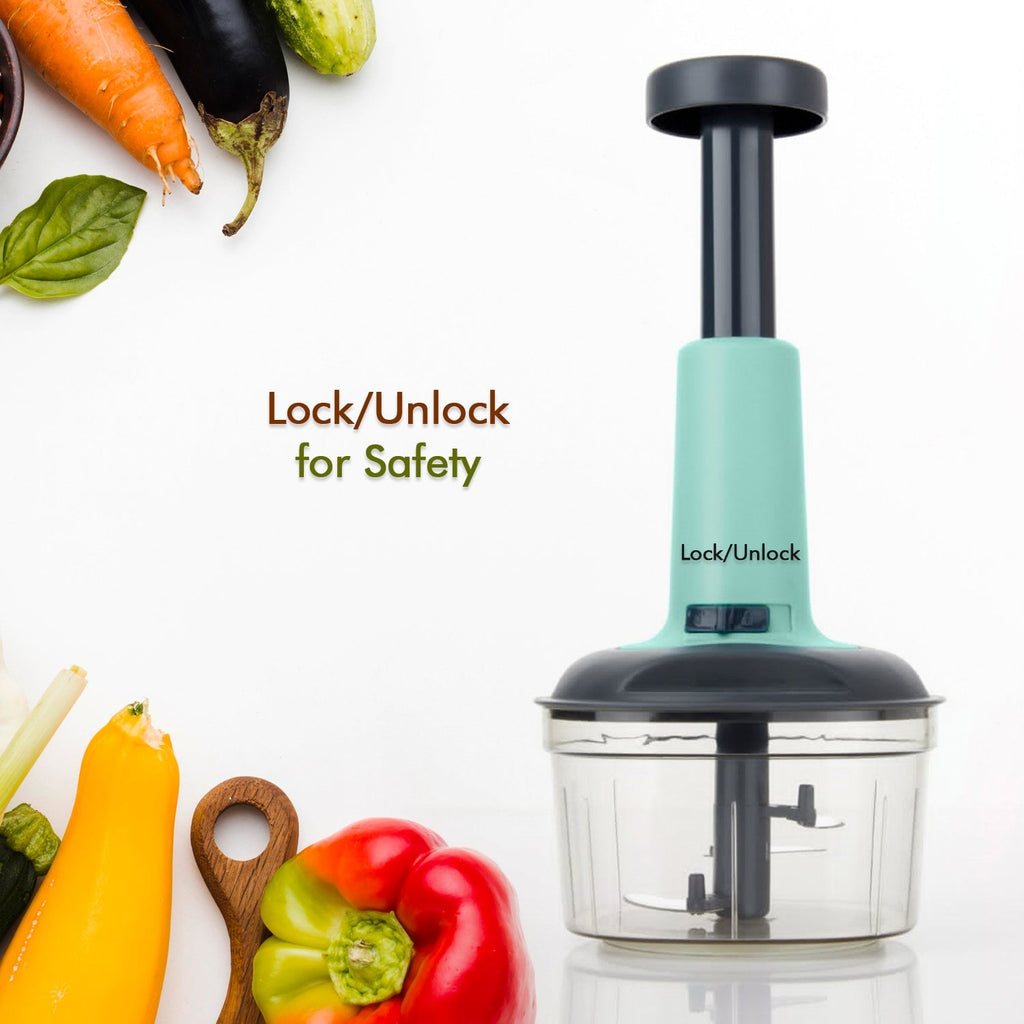Quickslice manual push chopper disassembled into parts for simple and quick cleaning.