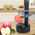 Side view of electric vegetable peeler with stable base on countertop