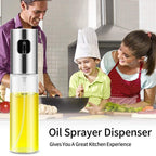 Multi-use oil sprayer bottle details and benefits.