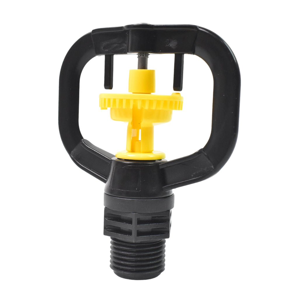 Compact rotating sprinkler nozzle ensuring optimal water distribution.