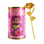 Rose almonds treat box paired with artificial golden rose