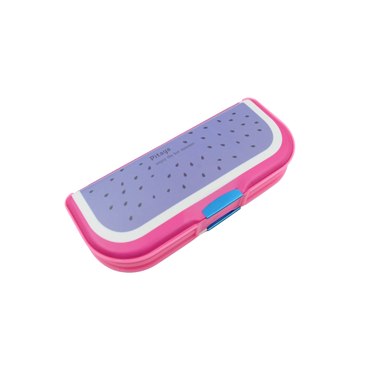 Brightly colored cartoon pencil case with two compartments, ideal for school children.