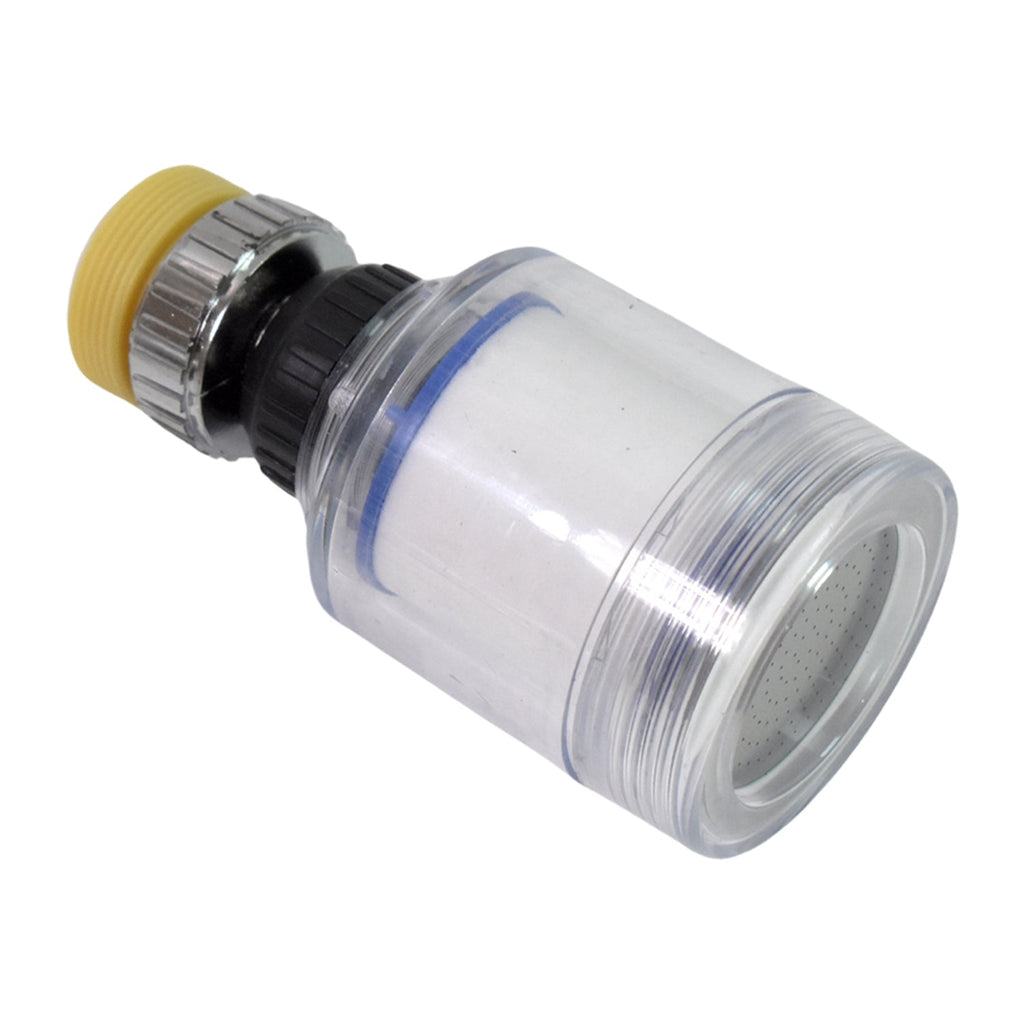 The durable copper and ABS swivel faucet aerator installed in a modern kitchen sink.