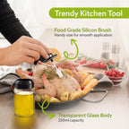 Sleek glass oil dispenser with silicone brush fits modern kitchen decor